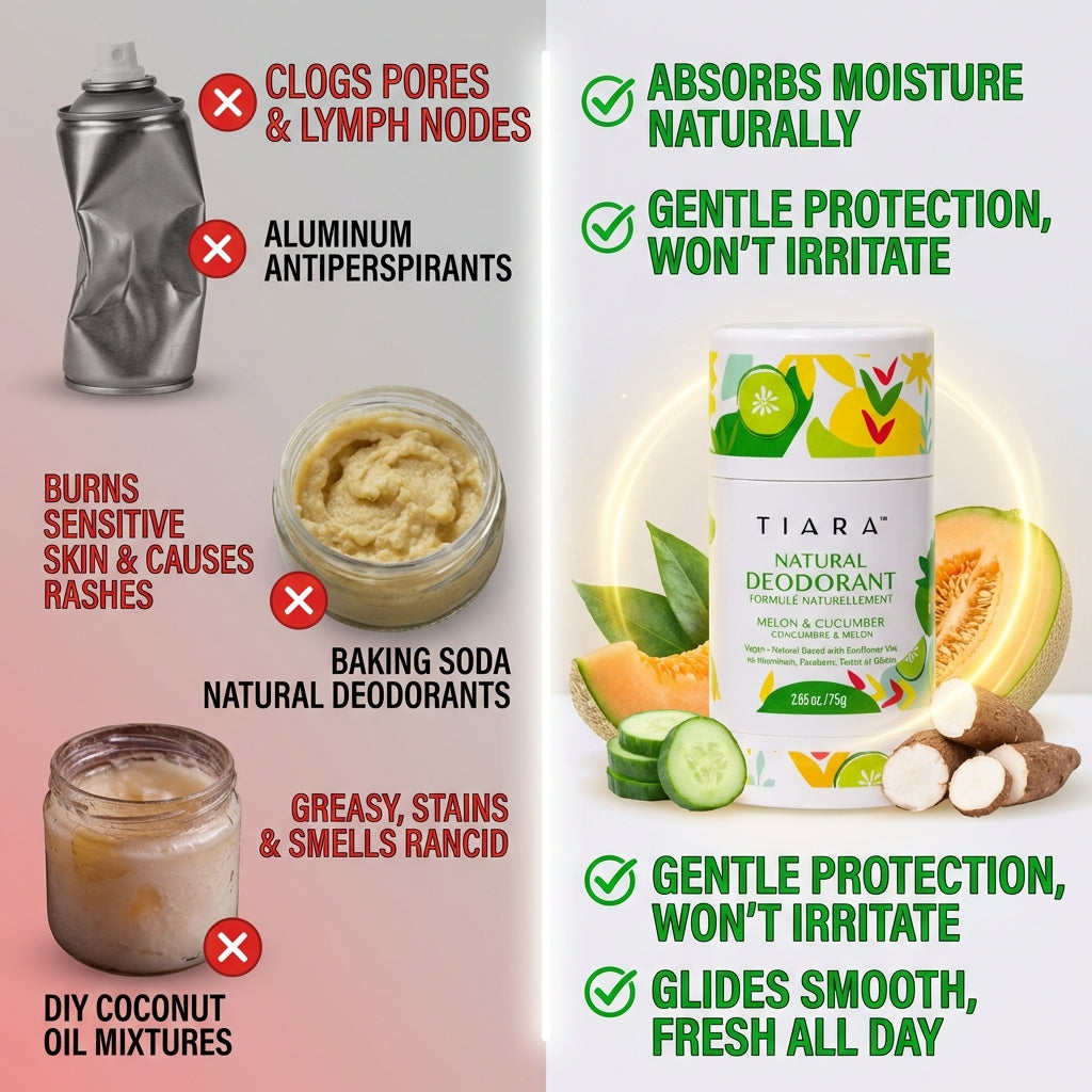 TIARA Whole Body All Natural Deodorant for Women, Aluminum Free Deodorant for Men, Safe for Kids Use All Over Body, Paraben Free, No Chemicals Vegan & Non Toxic, Travel Size Melon & Cucumber