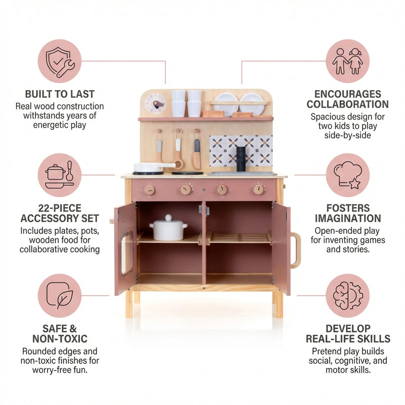 Meet The Wooden Play Kitchen That Turns Pretend Play Into Real Life Skills