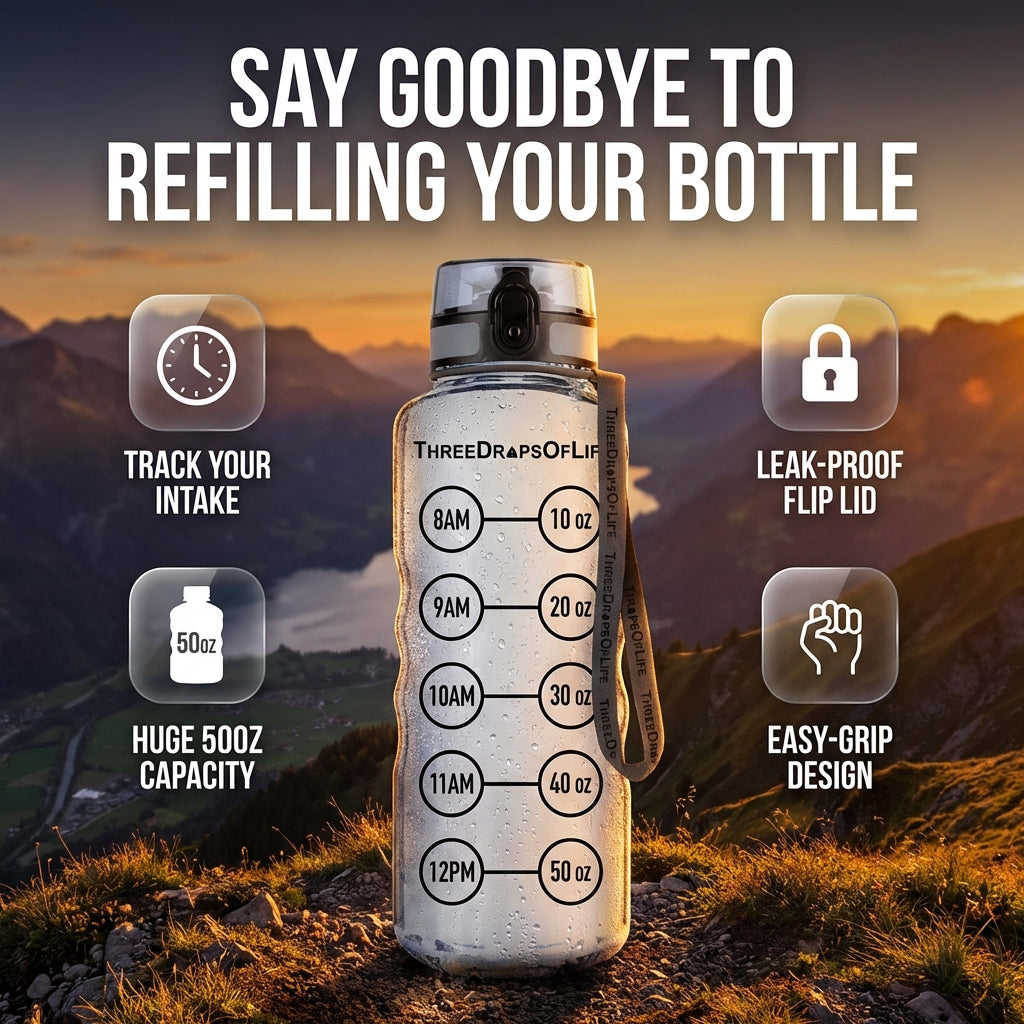 50 oz Clear Sports Water Bottle - High Capacity Hydration