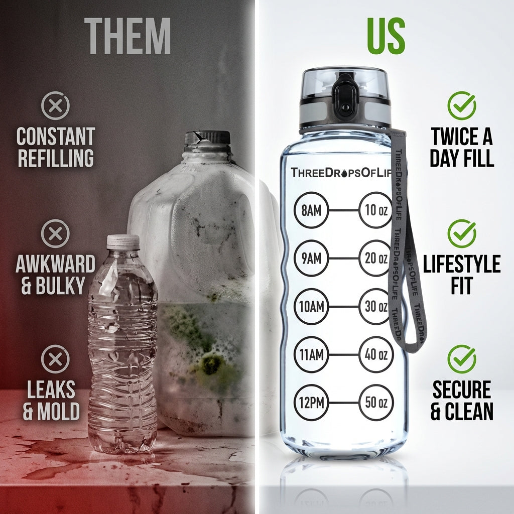 50 oz Clear Sports Water Bottle - High Capacity Hydration