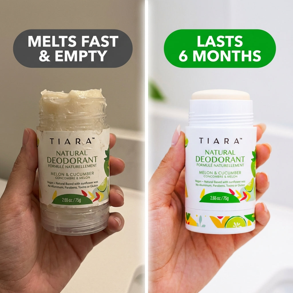 TIARA Whole Body All Natural Deodorant for Women, Aluminum Free Deodorant for Men, Safe for Kids Use All Over Body, Paraben Free, No Chemicals Vegan & Non Toxic, Travel Size Melon & Cucumber