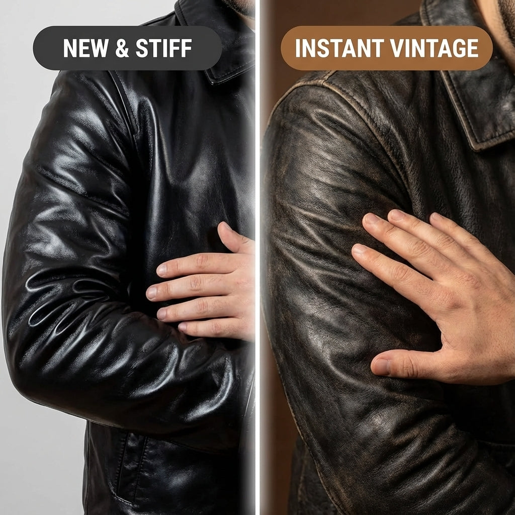 Aviator Styled Mens Leather Jacket With Double Entry Front Pockets