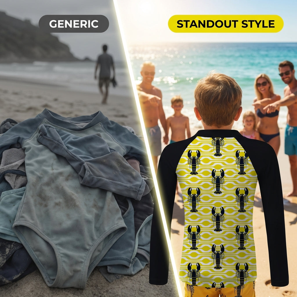 LEMON LOBSTER LONG SLEEVE ZIP RASHIE